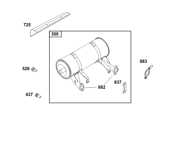 Exhaust Group Diagram and Parts List for 385447-0403-G1 200000 - 399999 Briggs and Stratton Engine